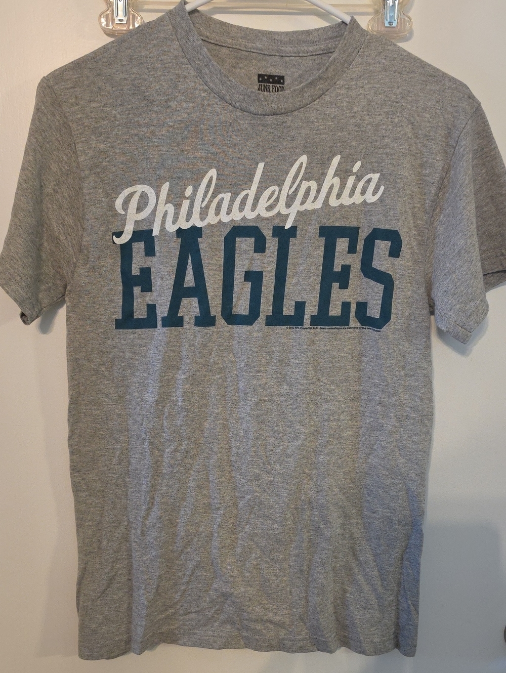 Junk Food Clothing Gray Philadelphia Eagles Script & Teal Block Tee